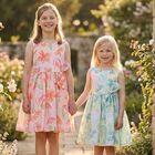Girls Green Floral Dress, 2, hi-res