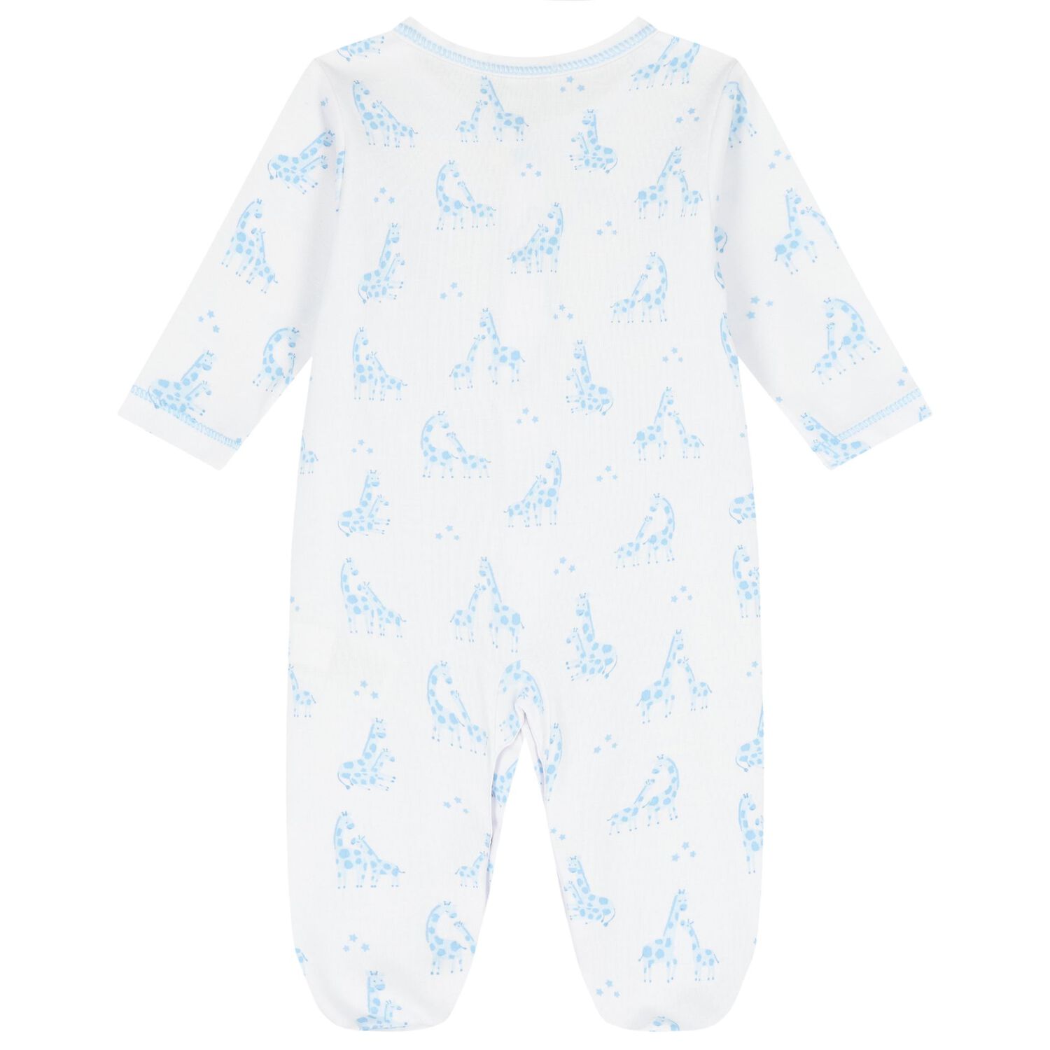 Baby Boys White & Blue Giraffe Babygrow, 1, hi-res