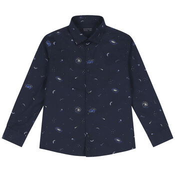 Boys Navy Blue Space Shirt