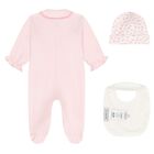 Baby Girls Ivory & Pink Floral Bow Babygrow Gift Set, 1, hi-res