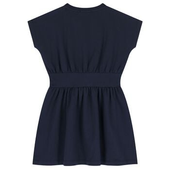 Girls Navy Blue Logo Dress