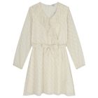 Girls Beige Logo Chiffon Dress, 1, hi-res