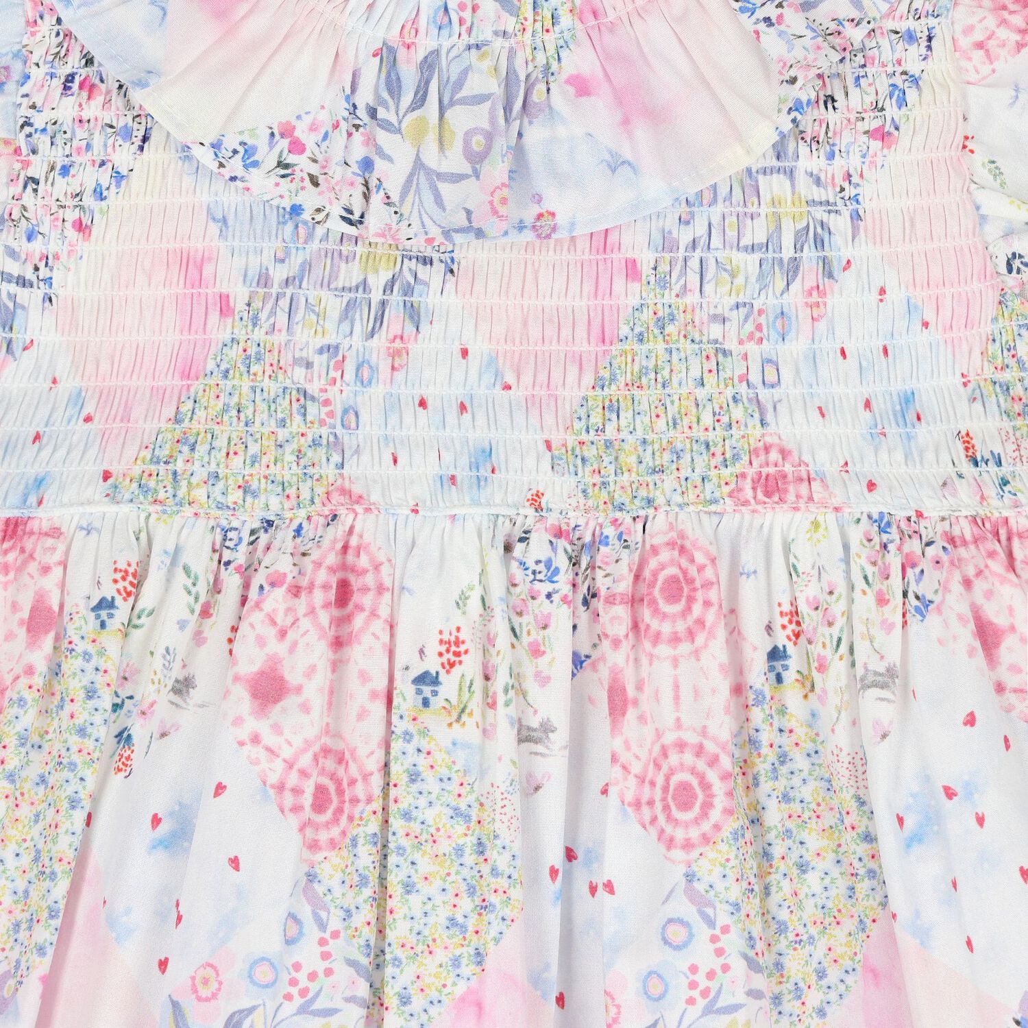 Baby Girls Pink Floral Shirred Dress Set, 1, hi-res