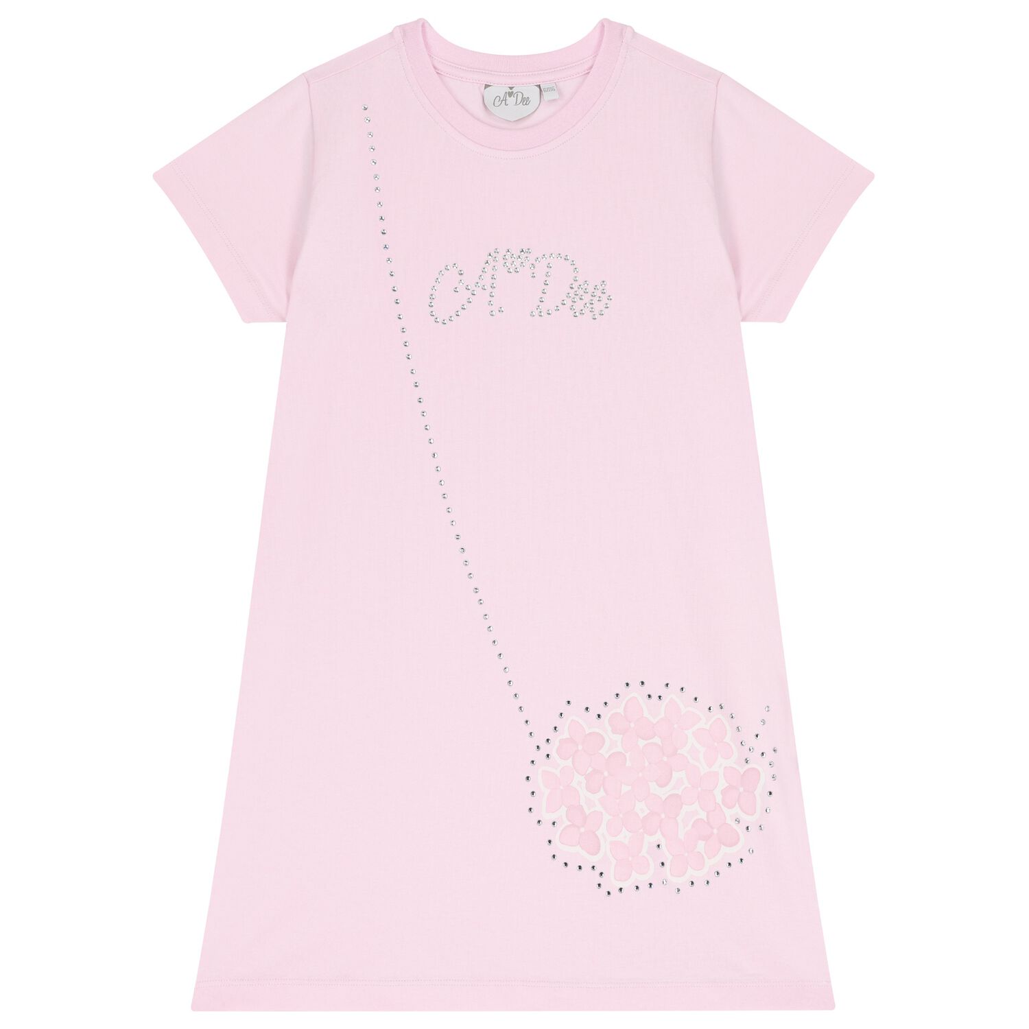 Girls Pink Cotton Bag Print Dress, 1, hi-res image number null