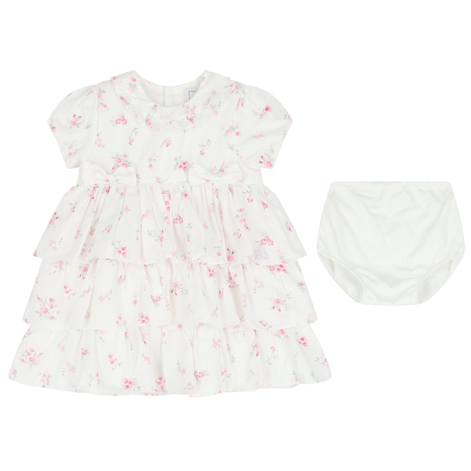 Baby Girls White & Pink Floral Dress Set, 1, hi-res image number null