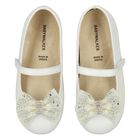 Girls Ivory Ballerina Diamante Shoes, 1, hi-res