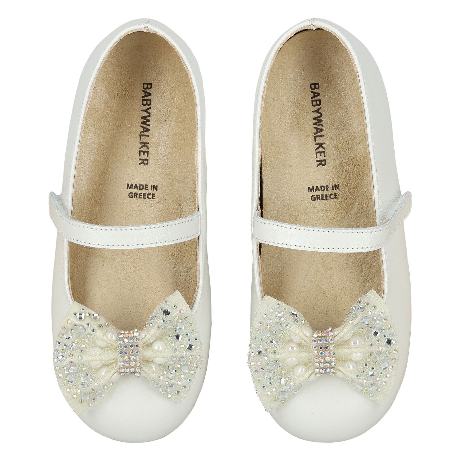 Girls Ivory Ballerina Diamante Shoes, 1, hi-res image number null