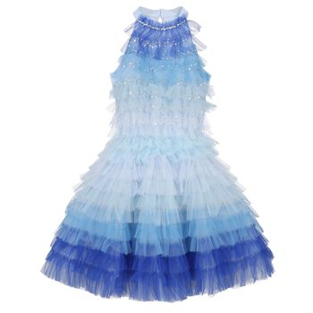 Girls Blue Layered Tulle Dress