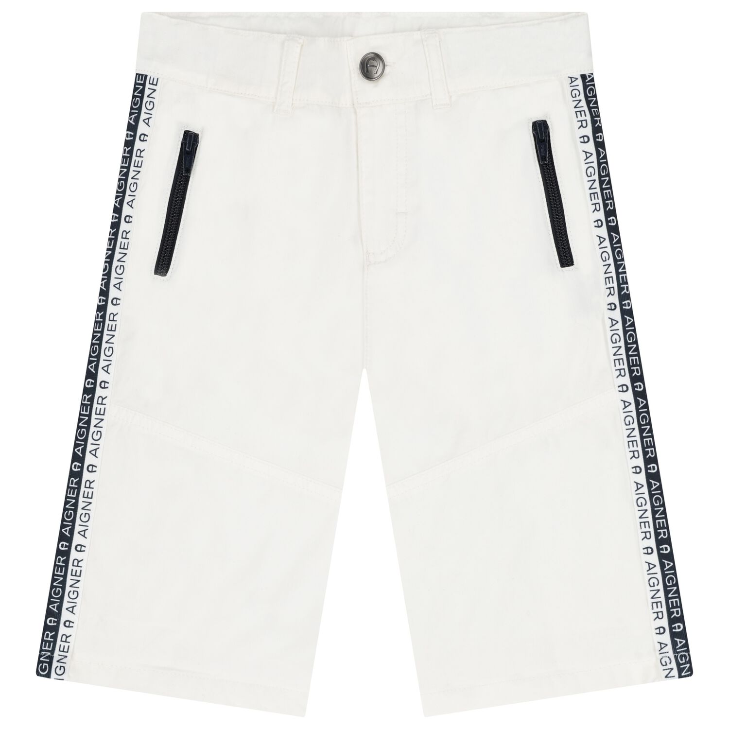 Boys White Logo Shorts, 1, hi-res
