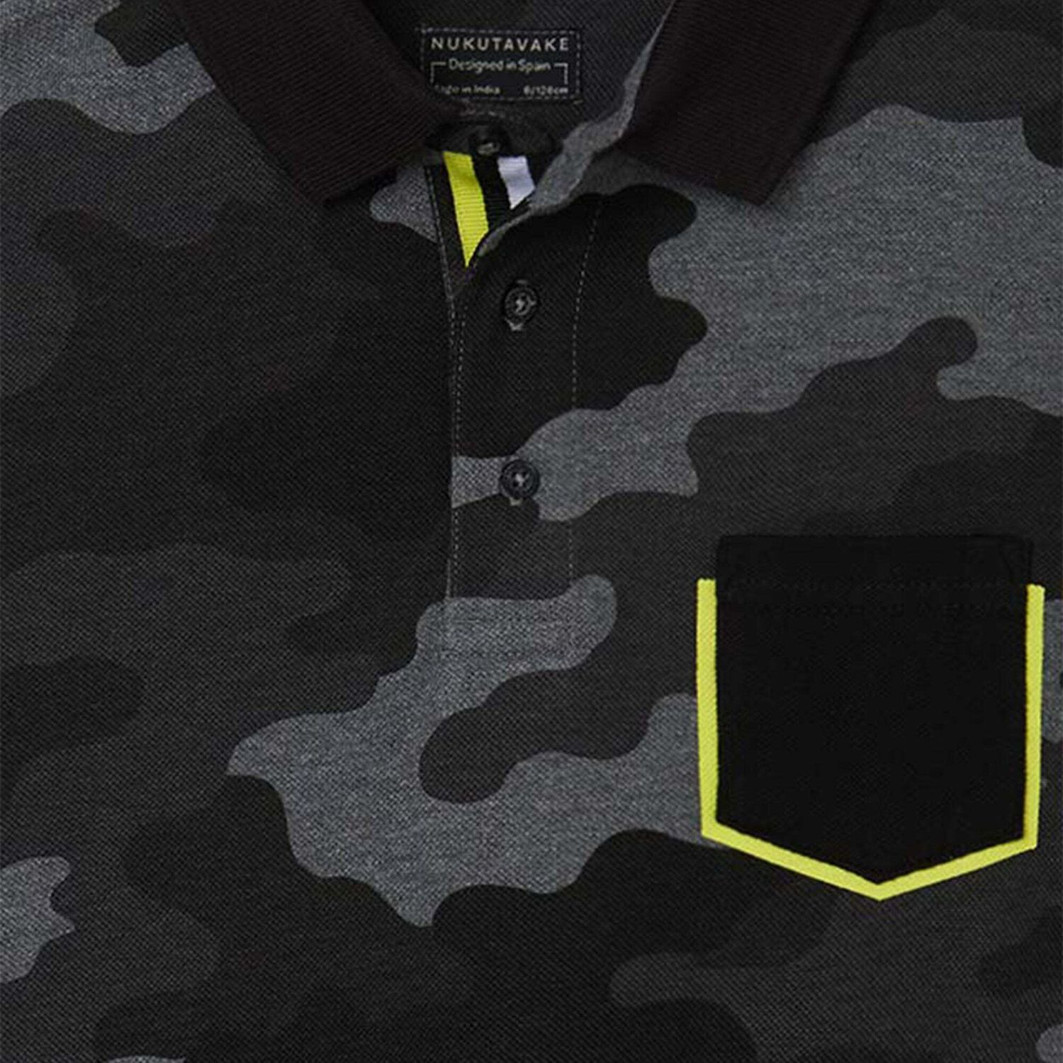 Boys Long Sleeve Camo Polo Shirt, 1, hi-res