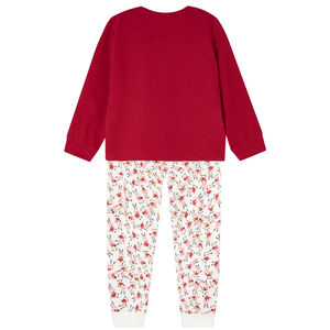 Girls Red & White Reindeer Pyjamas