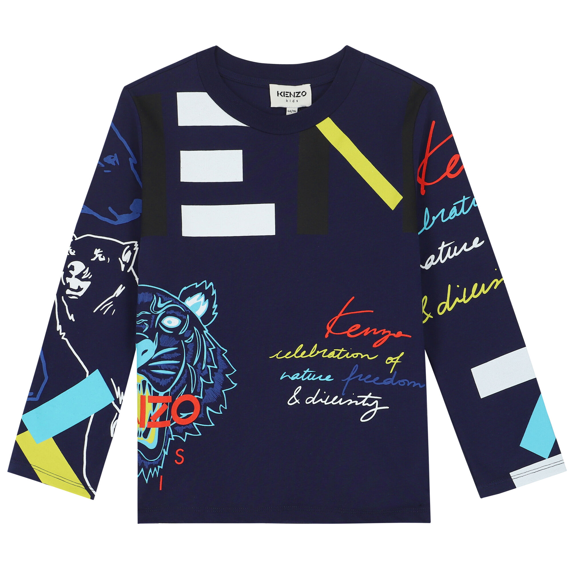 KENZO KIDS Boys Navy Logo Long Sleeve Top Junior Couture