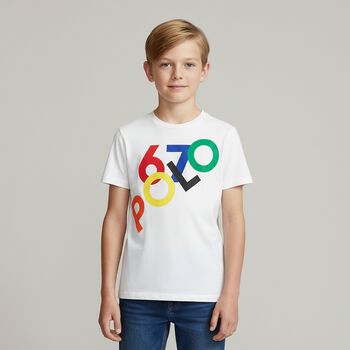 Boys White Logo T-Shirt, 1 Boys White Logo T-Shirt