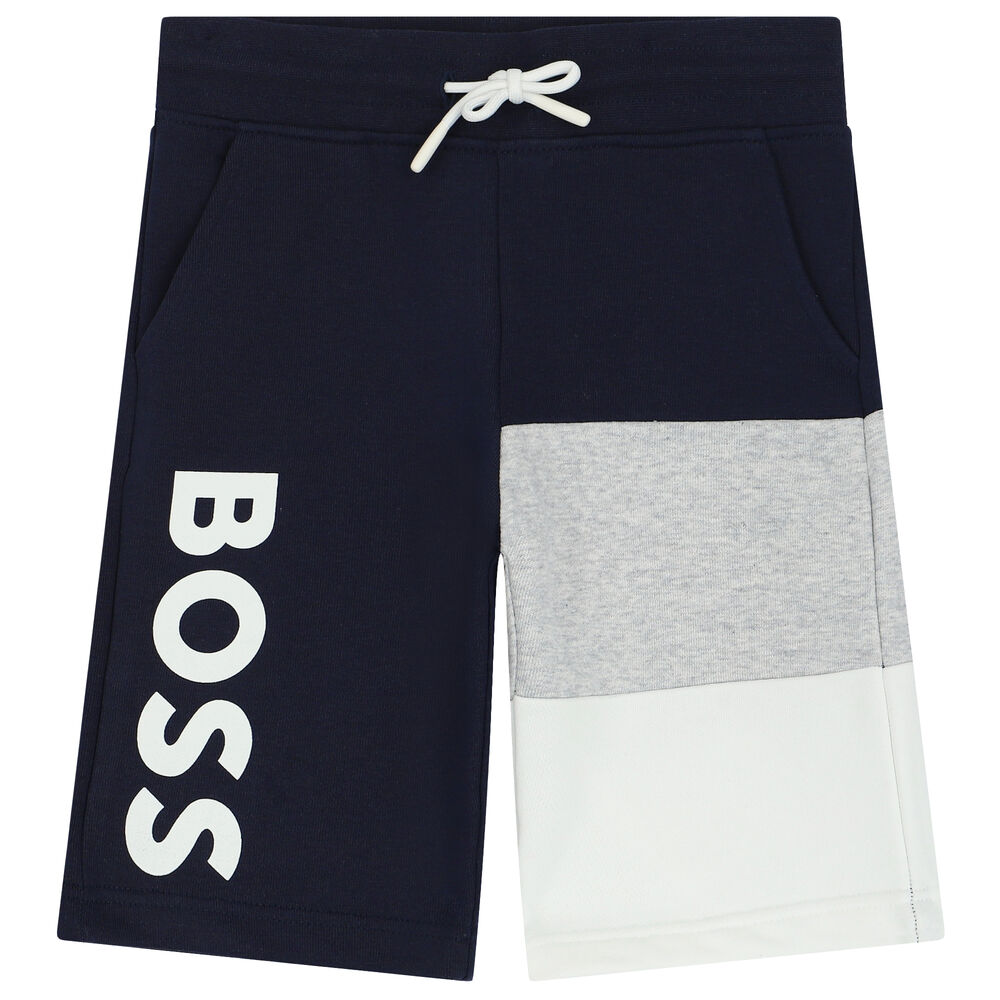 negativ rolige Kontinent BOSS Boys Navy Blue Logo Shorts | Junior Couture USA
