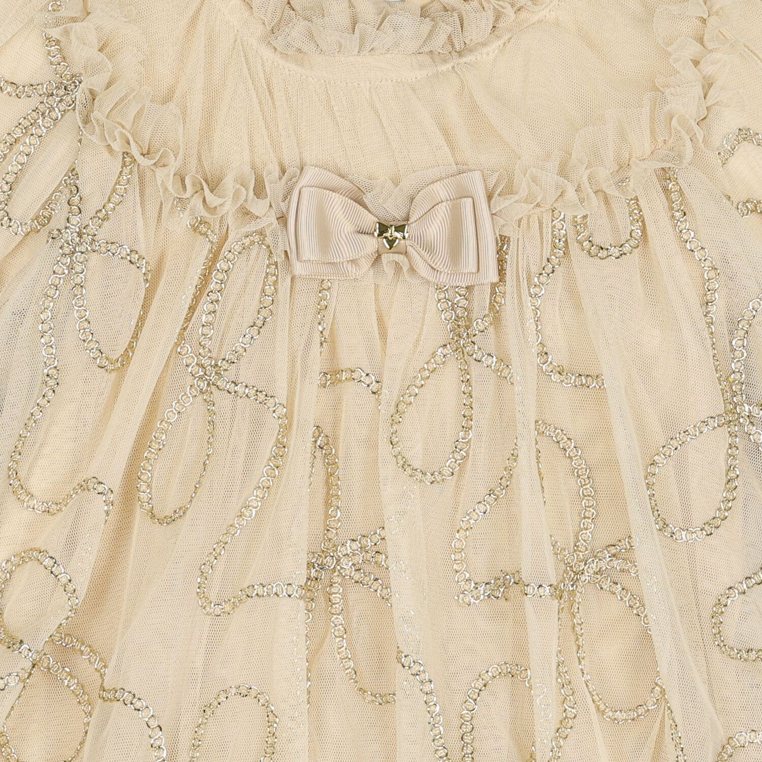 Baby Girls Beige 3D Chain Tulle Hazel Dress, 1, hi-res
