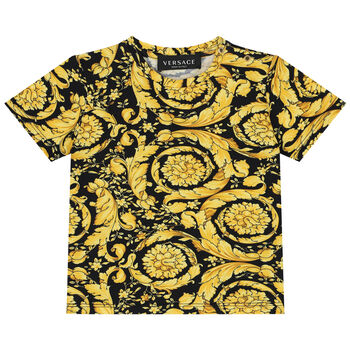 Younger Boys Black & Gold Barocco T-Shirt