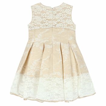 Girls Beige Embellished Dress