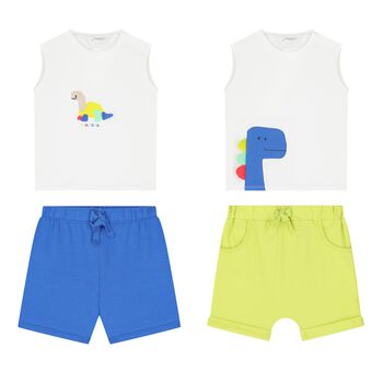 Mayoral Baby Boys Blue Dino Cotton Shorts Sets ( 2-Pack ), 2 Baby Boys Blue Dino Cotton Shorts Sets ( 2-Pack )