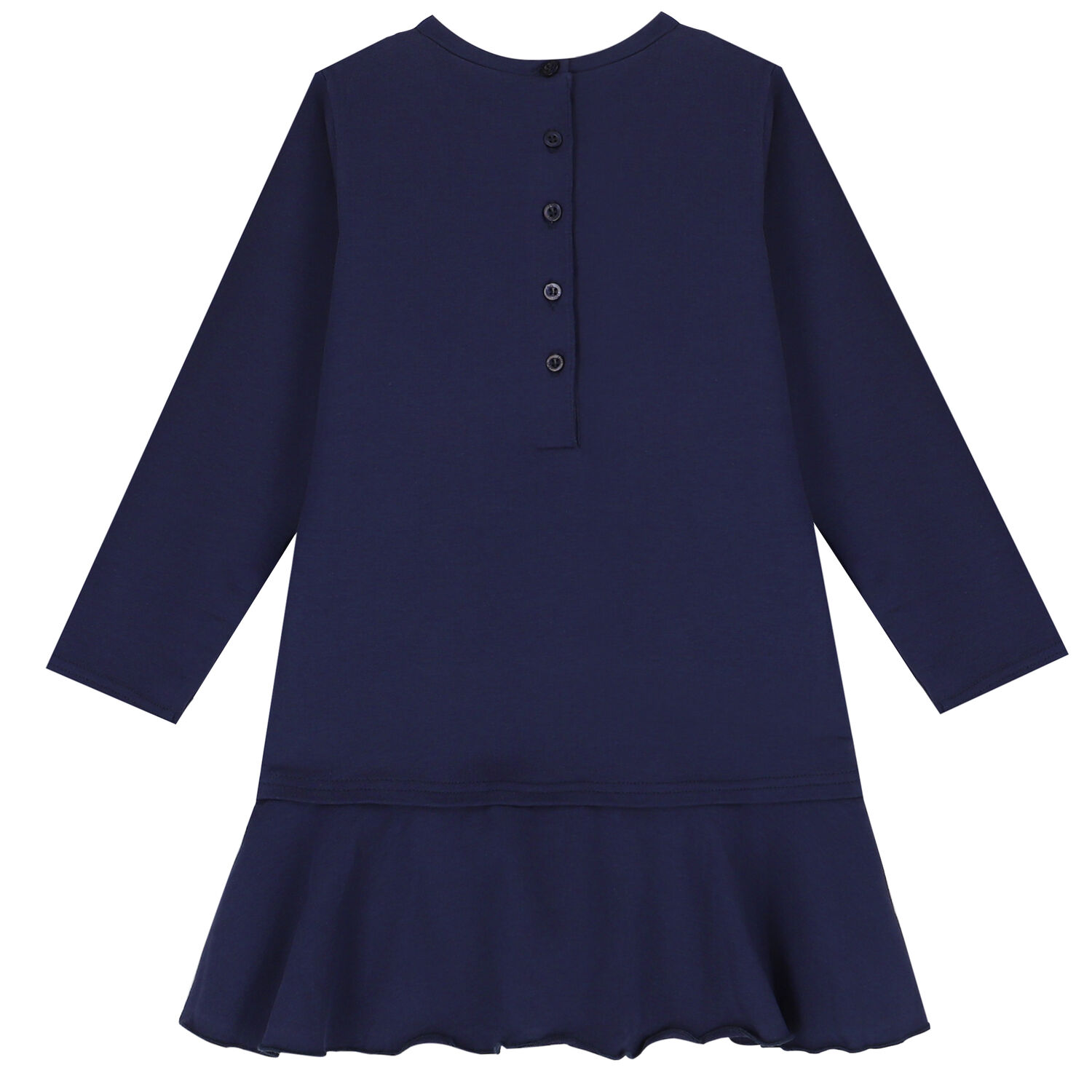 Girls Navy Sequin Long Sleeve Dress, 2, hi-res