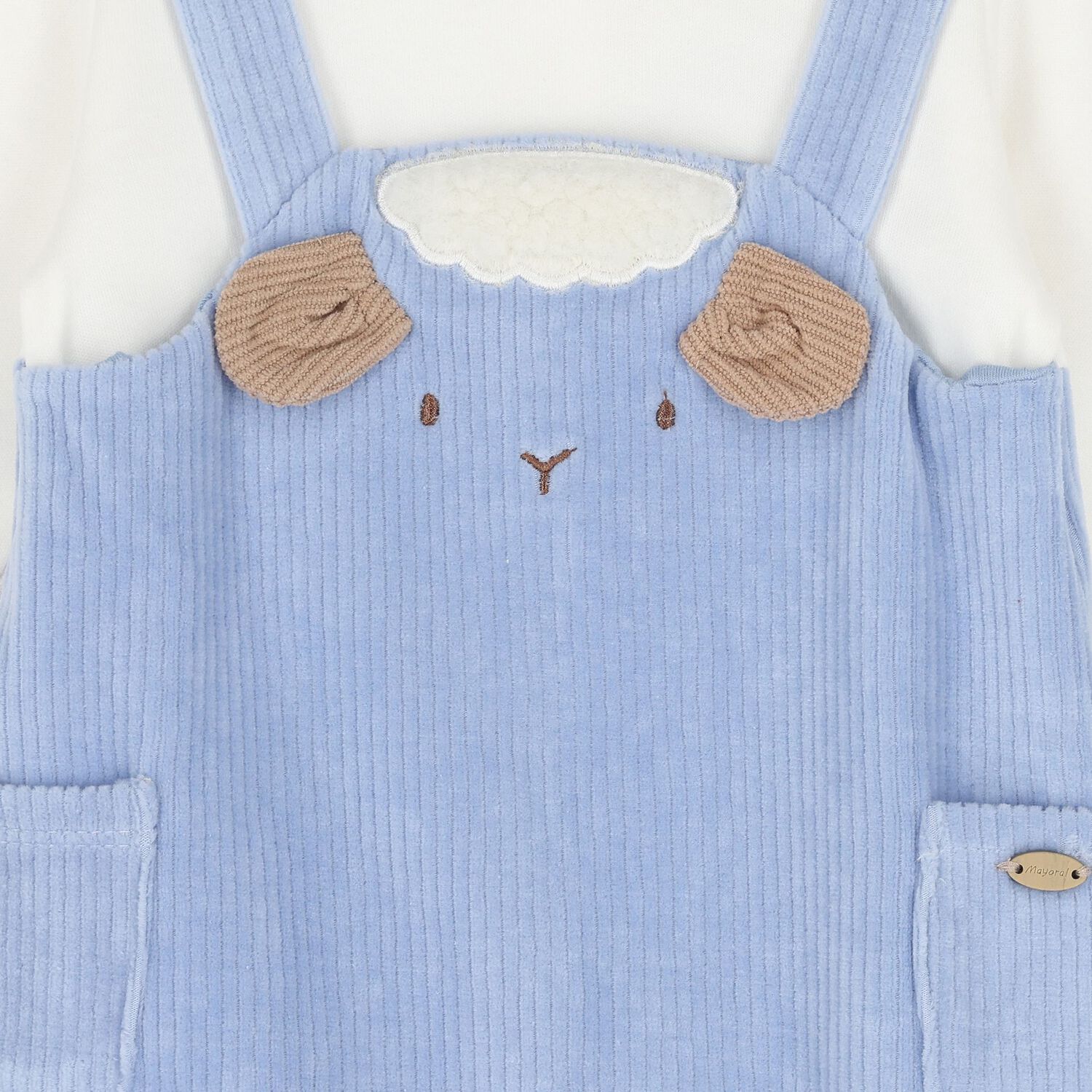 Baby Boys White & Blue Lamb Babygrow, 1, hi-res