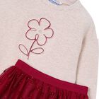 Girls Beige & Red Flower Skirt Set, 4, hi-res