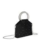 Girls Black Rhinestone Embellished Handbag ( 23cm ), 2, hi-res