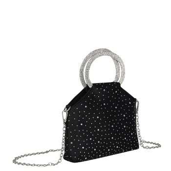 Girls Black Rhinestone Embellished Handbag ( 23cm )