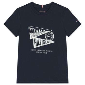 Boys Navy Blue Logo T-Shirt