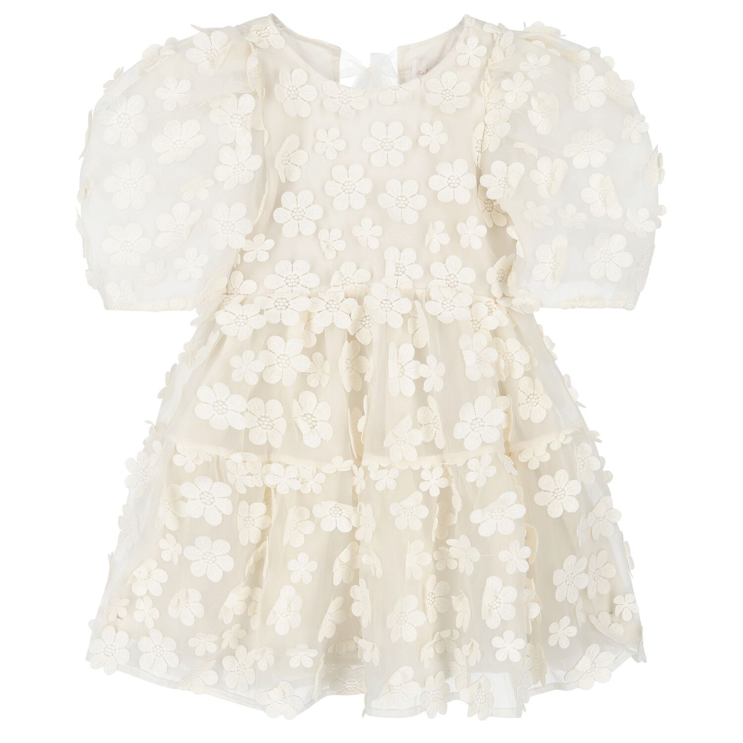 Girls Ivory Flower Organza Dress, 1, hi-res image number null