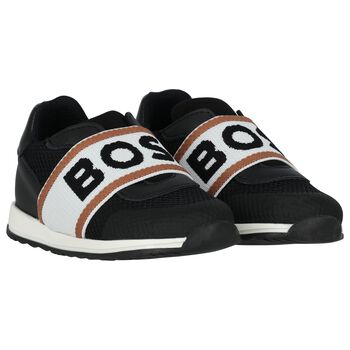 Boys Black Logo Trainers