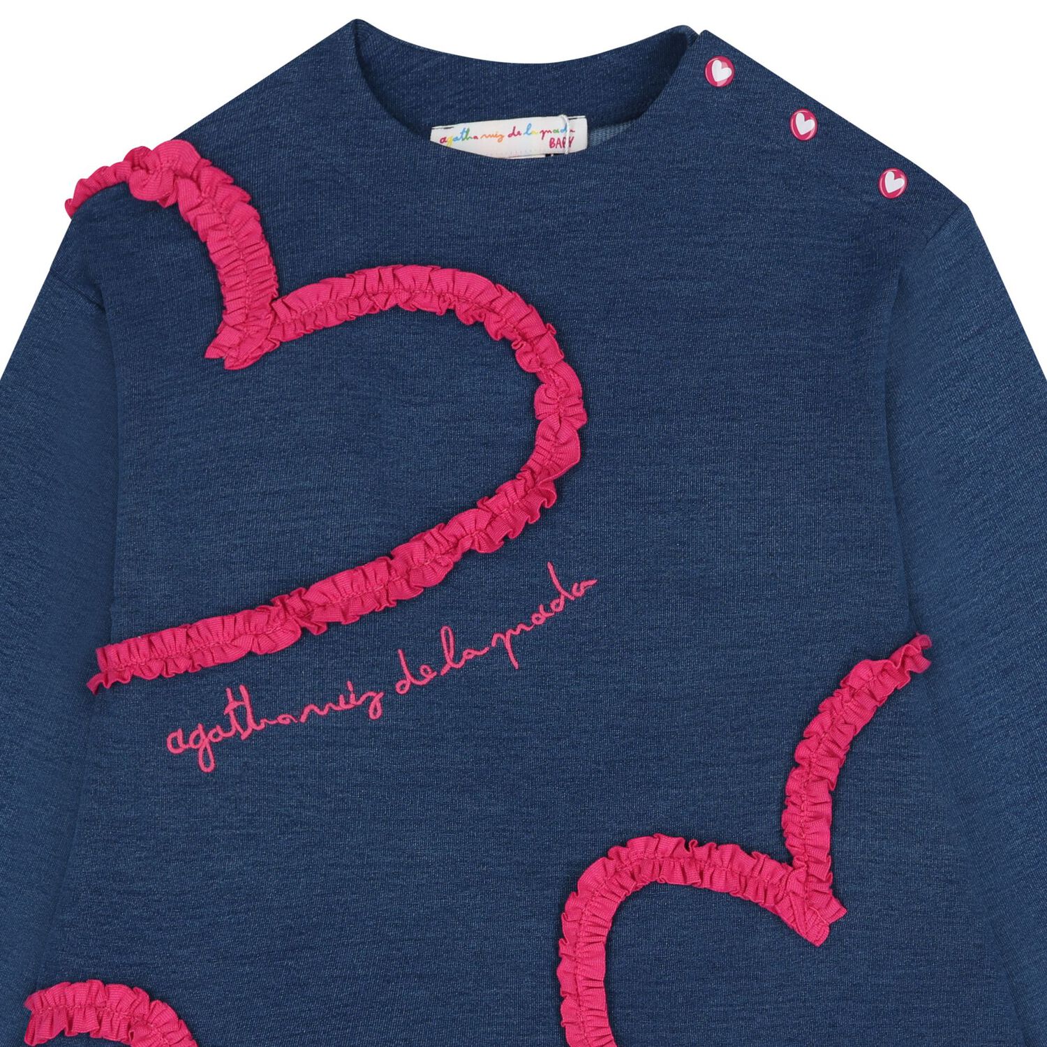 Girls Blue & Pink Heart Dress Set, 1, hi-res