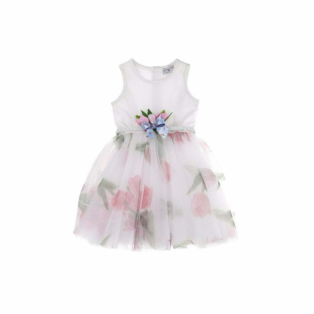 Monnalisa floral-print detail dress - White