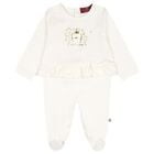 Baby Girls Ivory & Gold Logo Babygrow, 1, hi-res