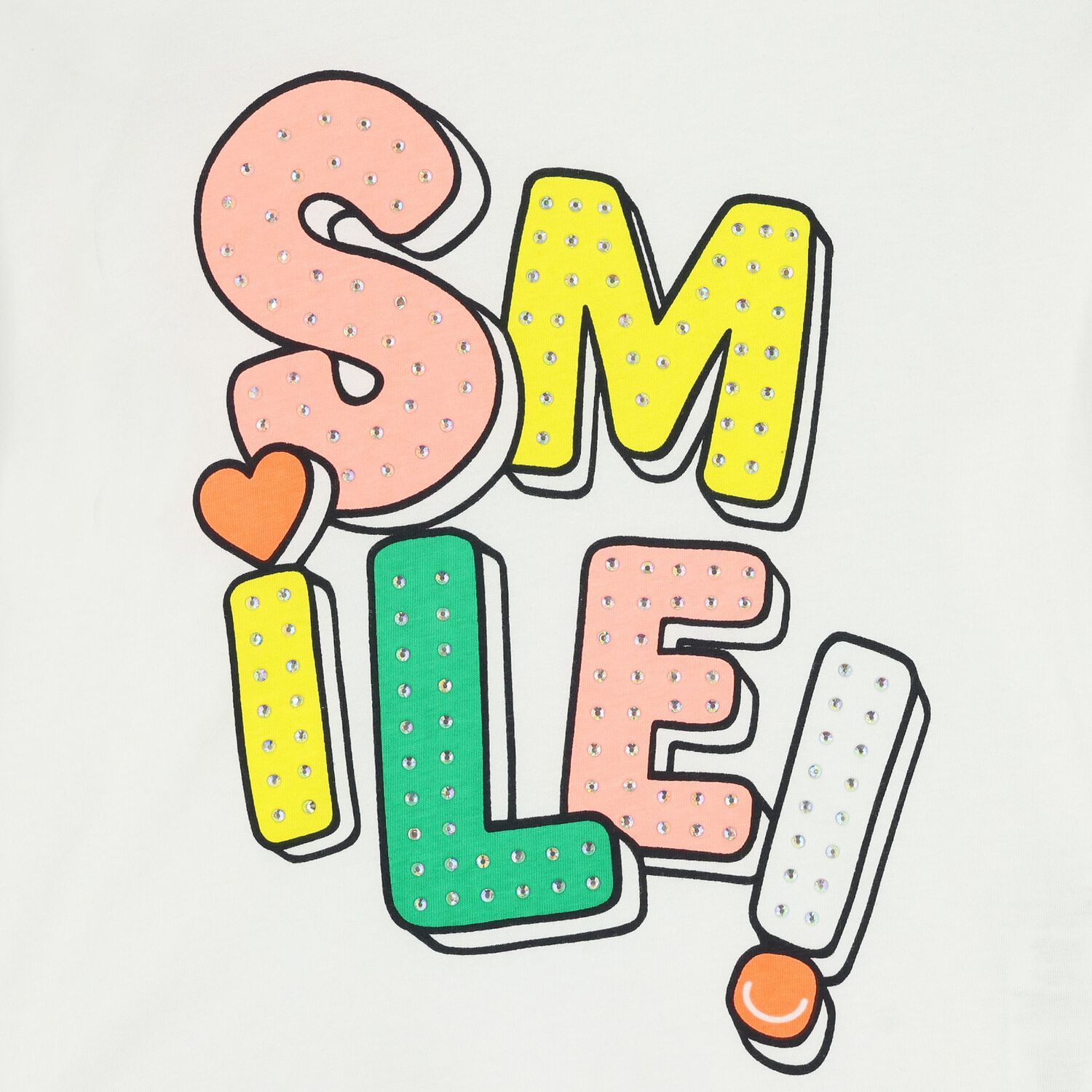 توب بنات مطرز بأكمام بالشعار باللون الأبيض, 1, hi-res