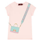 Girls Pink Logo Bag T-Shirt, 2, hi-res