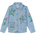 Girls Blue Floral  Denim Jacket, 1, hi-res
