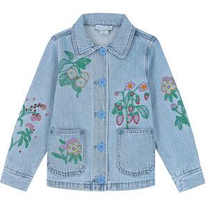 Girls Blue Floral  Denim Jacket