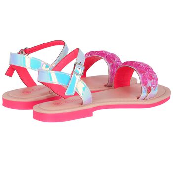 Girls Pink Iridescent Sandals