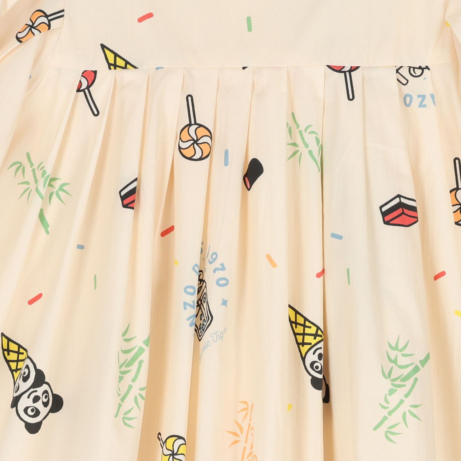 فستان بالشعار باللون البيج للبنات, 1, hi-res