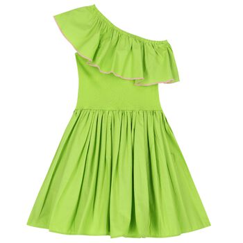 Girls Green Asymmetric Dress