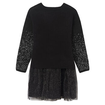 Girls Black Glitters Dress Set