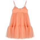 Girls Coral Bow Tulle Dress, 1, hi-res