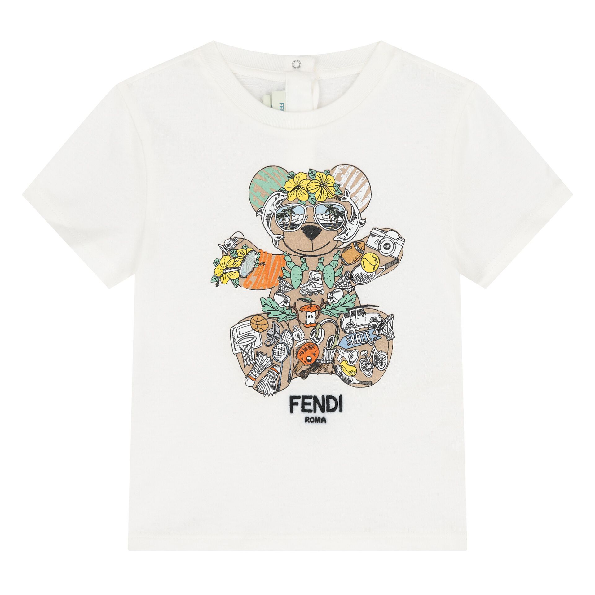 Fendi Younger Boys Ivory Teddy Bear T-Shirt | Junior Couture USA