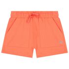 Girls Orange Diamante Heart Shorts, 1, hi-res