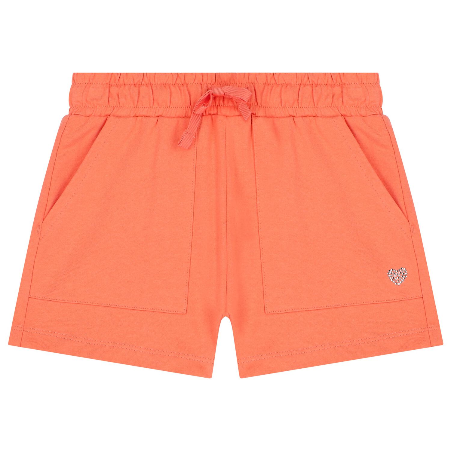 Girls Orange Diamante Heart Shorts, 1, hi-res image number null