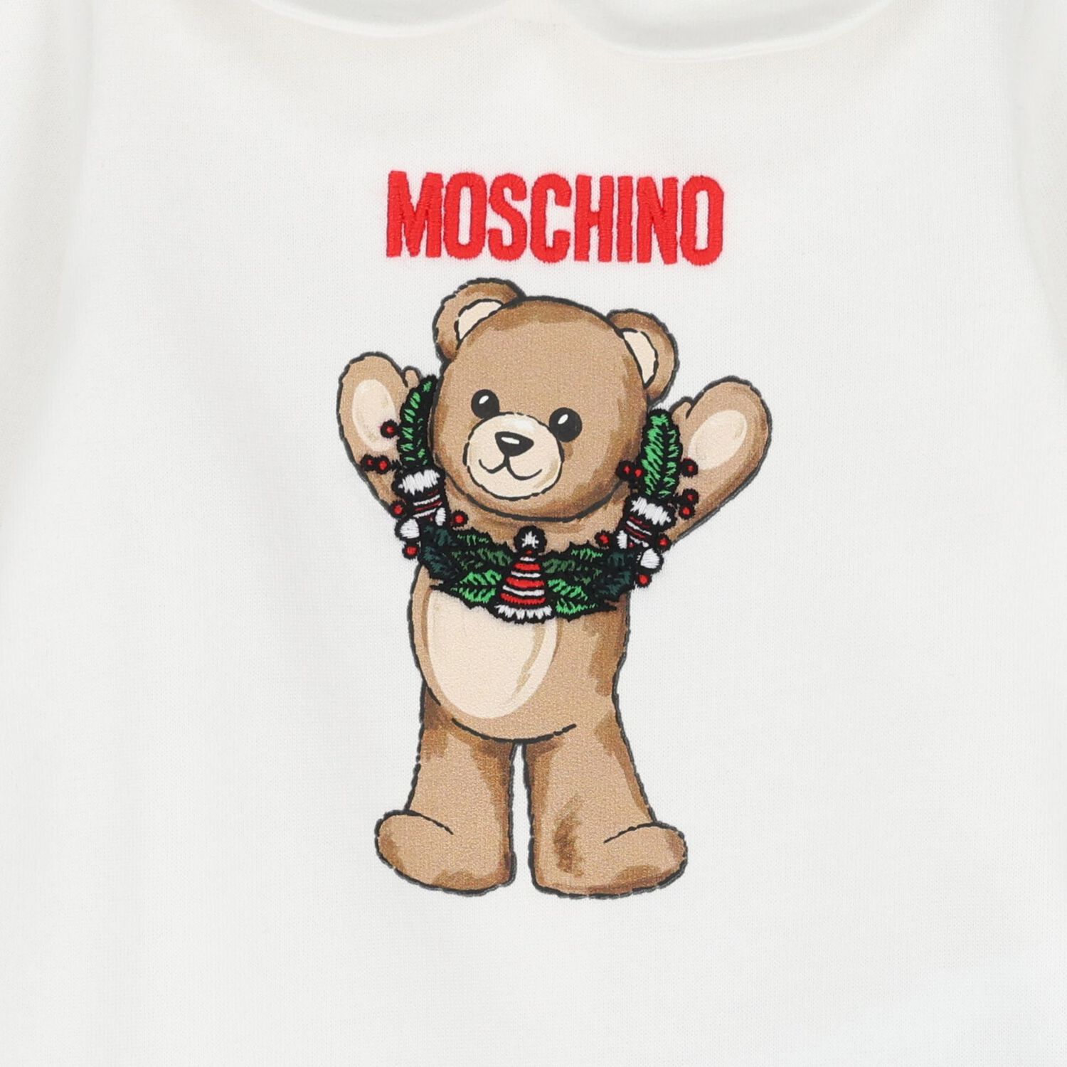 Ivory Christmas Teddy Bear Logo Babygrow, 1, hi-res