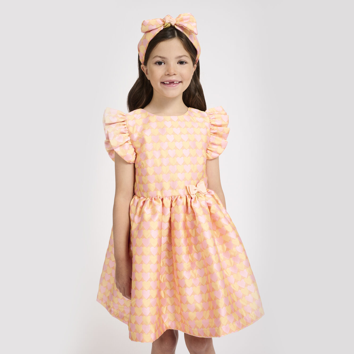 Girls Apricot Heart Dress, 4, hi-res image number null