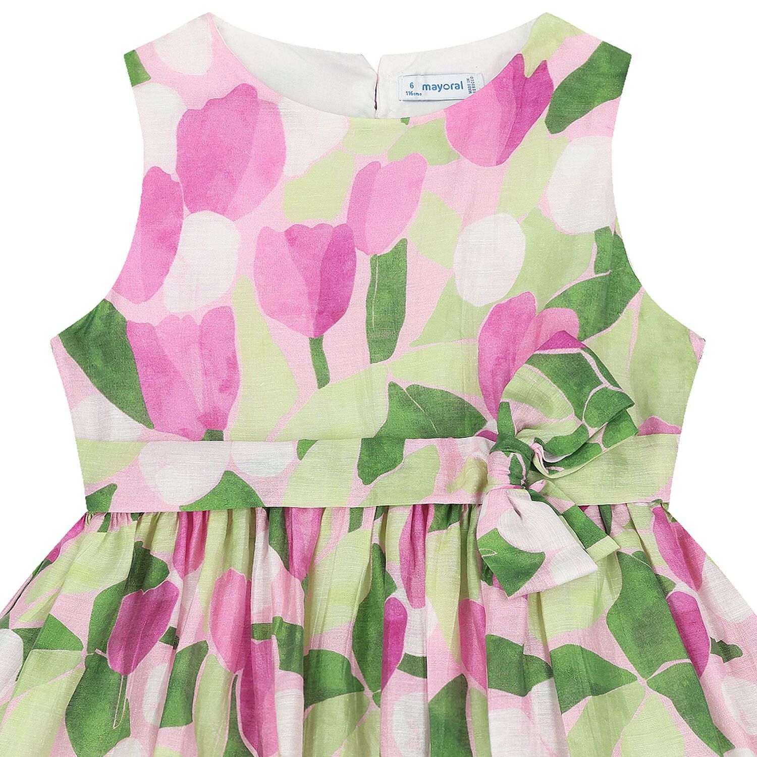 Girls Green & Pink Floral Dress, 3, hi-res image number null