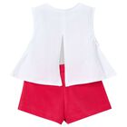 Girls White & Red Shorts Set, 1, hi-res