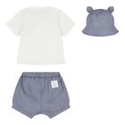 طقم شورت للأطفال الأولاد بتصميم النمر باللون الأبيض والأزرق, 1, hi-res